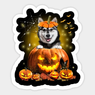 Husky Spooky Halloween Pumpkin Dog Head Sticker